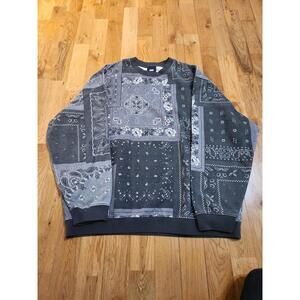 KITH Deconstructed Bandana Crewneck Sweater Black Men's XL